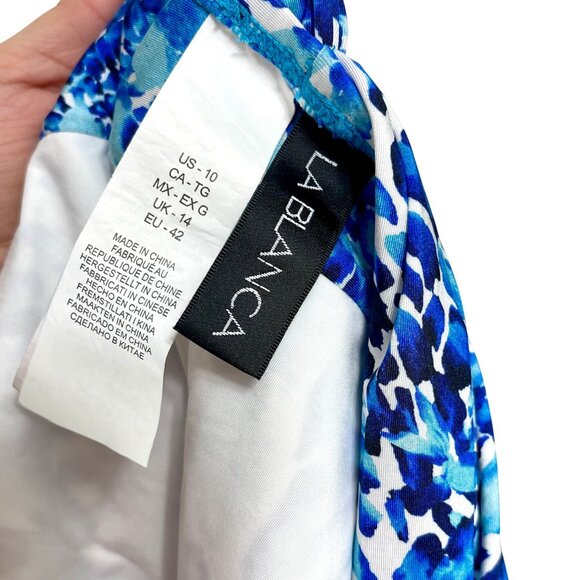 New La Blanca Women's Mid Waist Sash Banded  Hipster Bikini Bottom in Blue Sz 10 - Picture 6 of 7